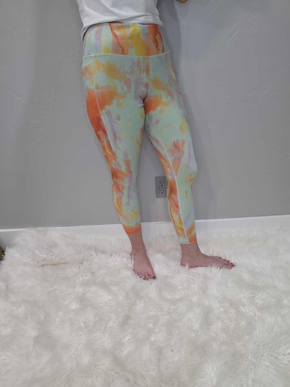 Nike Dri-fit Tie-Dye Performance Leggings - Orange & Mint